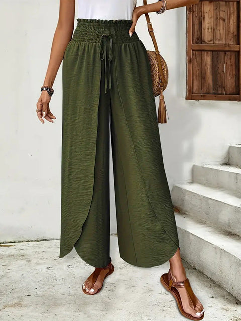 Versatile Double-Layer Slit Culottes For Women