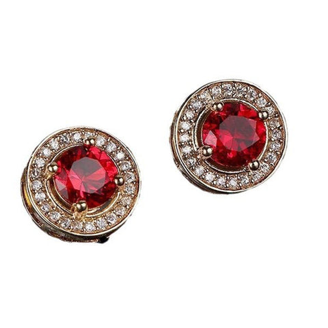New Stylish Mens Zircon Full-Diamond Starry Sky Round Earrings