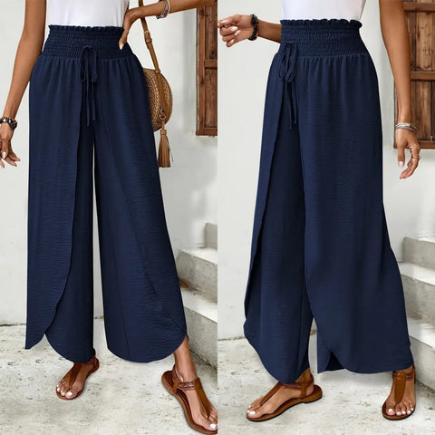 Versatile Double-Layer Slit Culottes For Women