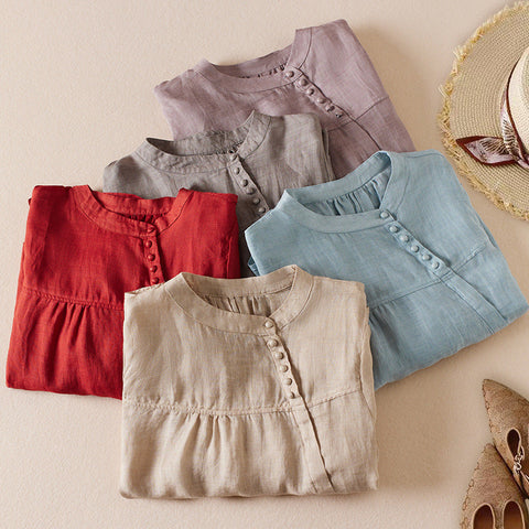 Retro Casual Style Loose-fitting Summer Pullover Shirt