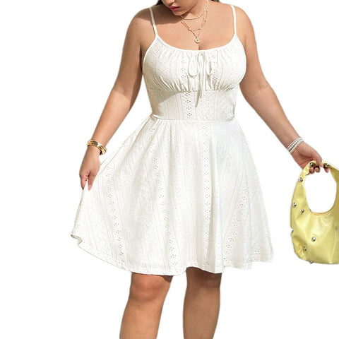 Plus-size Womens Summer White Slip Dress