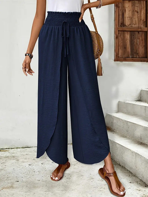 Versatile Double-Layer Slit Culottes For Women