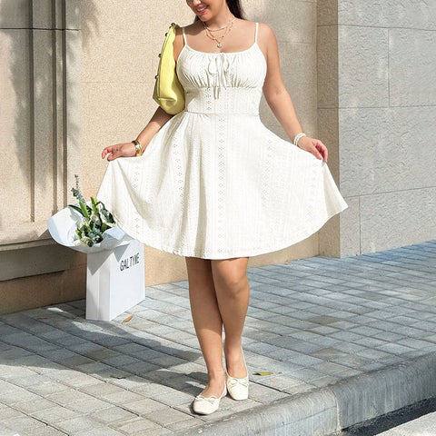 Plus-size Womens Summer White Slip Dress