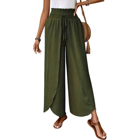 Versatile Double-Layer Slit Culottes For Women