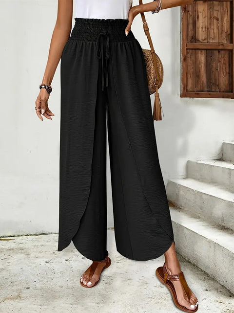 Versatile Double-Layer Slit Culottes For Women