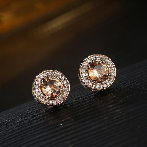 New Stylish Mens Zircon Full-Diamond Starry Sky Round Earrings