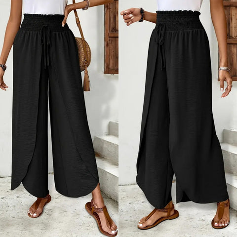 Versatile Double-Layer Slit Culottes For Women