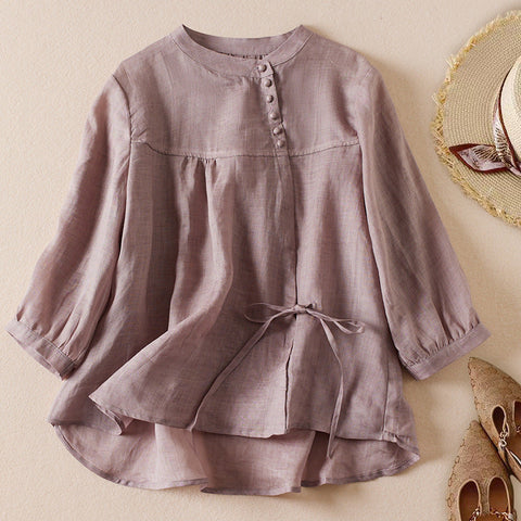 Retro Casual Style Loose-fitting Summer Pullover Shirt