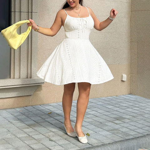 Plus-size Womens Summer White Slip Dress